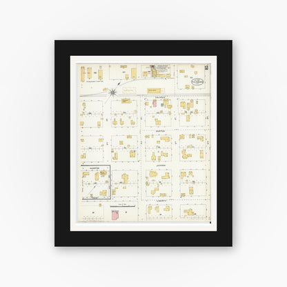 Old map wall art mockup — black gallery frame with white mat — Sanborn Fire Insurance Map from Richmond, Fort Bend County, Texas (1904), Sheet #0002