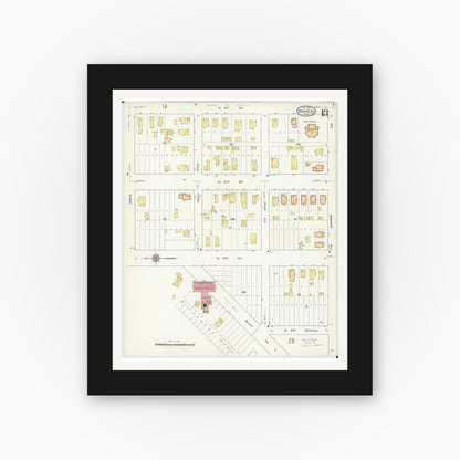 Old map wall art mockup — black gallery frame with white mat — Sanborn Fire Insurance Map from Brainerd, Crow Wing County, Minnesota (1913), Sheet #0013