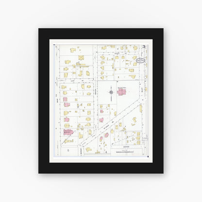 Old map wall art mockup — black gallery frame with white mat — Sanborn Fire Insurance Map from Fulton, Callaway County, Missouri (1910), Sheet #0003