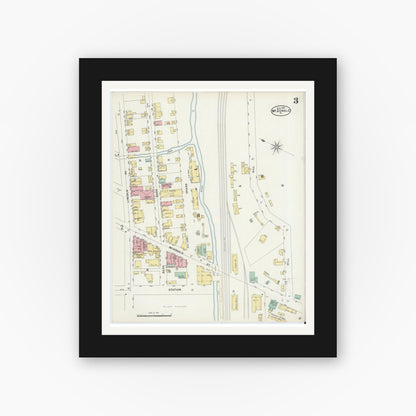 Old map wall art mockup — black gallery frame with white mat — Sanborn Fire Insurance Map from McDonald, Washington County, Pennsylvania (1897), Sheet #0003