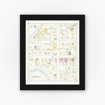 Old map wall art mockup — black gallery frame with white mat — Sanborn Fire Insurance Map from Yale, Saint Clair County, Michigan (1909), Sheet #0002