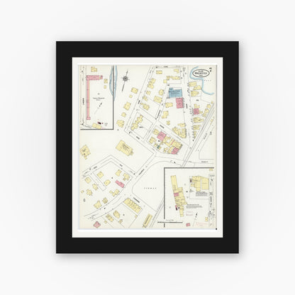 Old map wall art mockup — black gallery frame with white mat — Sanborn Fire Insurance Map from Winchester, Middlesex County, Massachusetts (1910), Sheet #0007