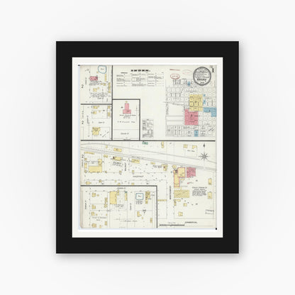 Old map wall art mockup — black gallery frame with white mat — Sanborn Fire Insurance Map from Kahoka, Clark County, Missouri (1898) - Complete Map Set