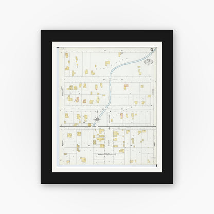 Old map wall art mockup — black gallery frame with white mat — Sanborn Fire Insurance Map from Clare, Clare County, Michigan (1906), Sheet #0005