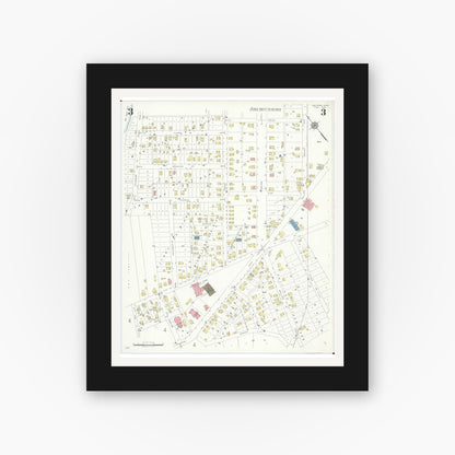 Old map wall art mockup — black gallery frame with white mat — Sanborn Fire Insurance Map from Milford, Clermont And Hamilton County, Ohio (1933), Sheet #0003