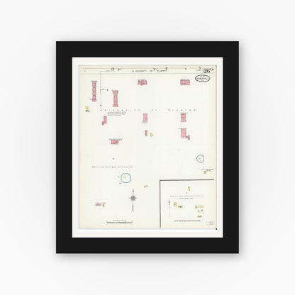Old map wall art mockup — black gallery frame with white mat — Sanborn Fire Insurance Map from Gainesville, Alachua County, Florida (1913), Sheet #0026