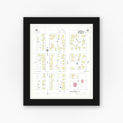 Old map wall art mockup — black gallery frame with white mat — Sanborn Fire Insurance Map from Atlantic, Cass County, Iowa (1923), Sheet #0011
