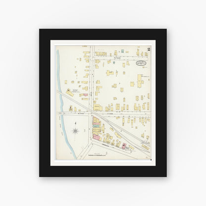 Old map wall art mockup — black gallery frame with white mat — Sanborn Fire Insurance Map from Union City, Erie County, Pennsylvania (1895), Sheet #0002