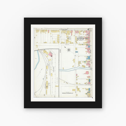Old map wall art mockup — black gallery frame with white mat — Sanborn Fire Insurance Map from Shippensburg, Cumberland And Franklin Counties, Pennsylvania (1904), Sheet #0008