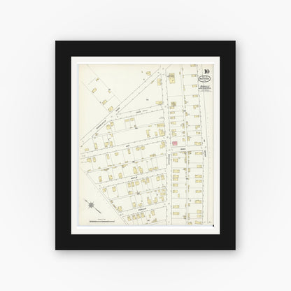 Old map wall art mockup — black gallery frame with white mat — Sanborn Fire Insurance Map from Natrona, Allegheny County, Pennsylvania (1912), Sheet #0010