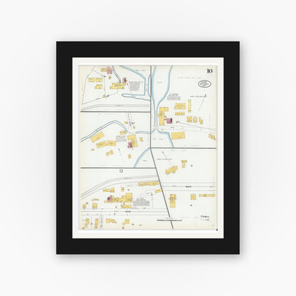 Old map wall art mockup — black gallery frame with white mat — Sanborn Fire Insurance Map from Athol, Worcester County, Massachusetts (1900), Sheet #0010