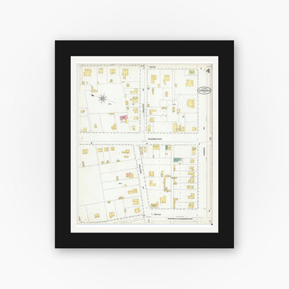 Old map wall art mockup — black gallery frame with white mat — Sanborn Fire Insurance Map from San Angelo, Tom Green County, Texas (1904), Sheet #0004