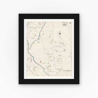 Old map wall art mockup — black gallery frame with white mat — Sanborn Fire Insurance Map from Montecito, Santa Barbara County, California (1918), Sheet #0011