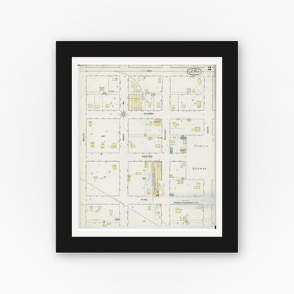 Old map wall art mockup — black gallery frame with white mat — Sanborn Fire Insurance Map from Leroy, McLean County, Illinois (1893), Sheet #0002