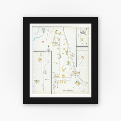 Old map wall art mockup — black gallery frame with white mat — Sanborn Fire Insurance Map from Granite Falls, Yellow Medicine And Chippewa Counties, Minnesota (1899), Sheet #0004