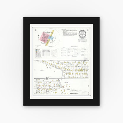 Old map wall art mockup — black gallery frame with white mat — Sanborn Fire Insurance Map from Kingston, Ross County, Ohio (1949) - Complete Map Set