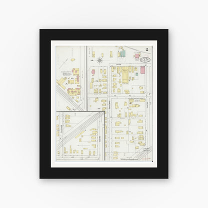 Old map wall art mockup — black gallery frame with white mat — Sanborn Fire Insurance Map from Olean, Cattaraugus County, New York (1894) - Complete Map Set