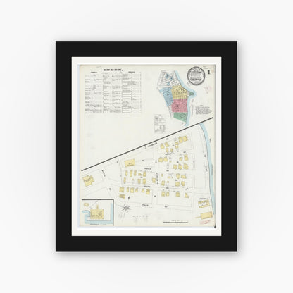 Old map wall art mockup — black gallery frame with white mat — Sanborn Fire Insurance Map from Chautauqua, Chautauqua County, New York (1896), Sheet #0001