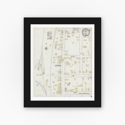 Old map wall art mockup — black gallery frame with white mat — Sanborn Fire Insurance Map from Eldred, McKean County, Pennsylvania (1888) - Complete Map Set