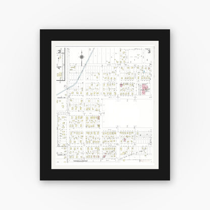 Old map wall art mockup — black gallery frame with white mat — Sanborn Fire Insurance Map from Griswold, Cass County, Iowa (1948), Sheet #0003