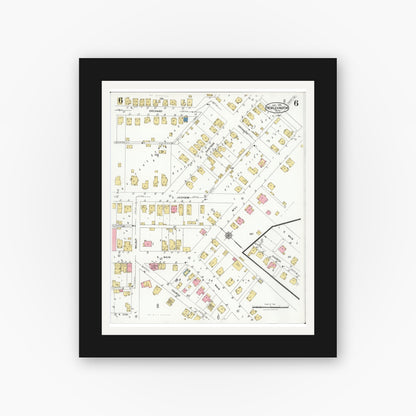Old map wall art mockup — black gallery frame with white mat — Sanborn Fire Insurance Map from New Lexington, Perry County, Ohio (1926), Sheet #0006