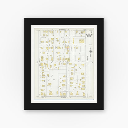 Old map wall art mockup — black gallery frame with white mat — Sanborn Fire Insurance Map from Orlando, Orange County, Florida (1919), Sheet #0005