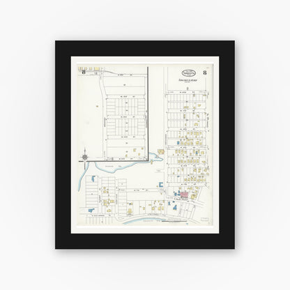 Old map wall art mockup — black gallery frame with white mat — Sanborn Fire Insurance Map from Sarasota, Sarasota County, Florida (1925), Sheet #0008