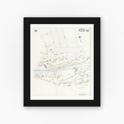 Old map wall art mockup — black gallery frame with white mat — Sanborn Fire Insurance Map from Barnesboro, Cambria County, Pennsylvania (1930), Sheet #0010