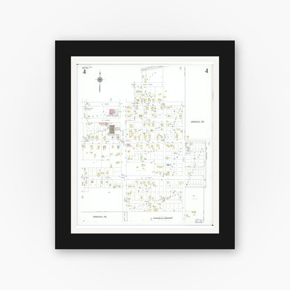 Old map wall art mockup — black gallery frame with white mat — Sanborn Fire Insurance Map from Stryker, Williams County, Ohio (1951), Sheet #0004