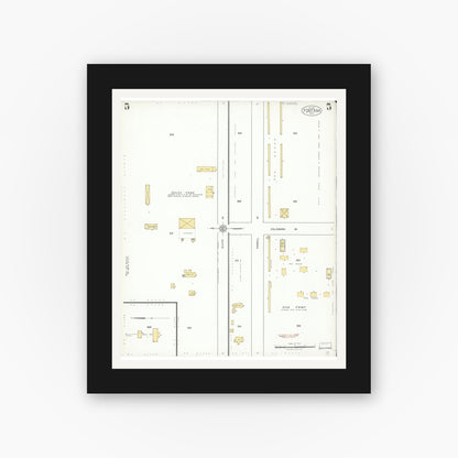 Old map wall art mockup — black gallery frame with white mat — Sanborn Fire Insurance Map from Fontana, San Bernardino County, California (1926), Sheet #0005