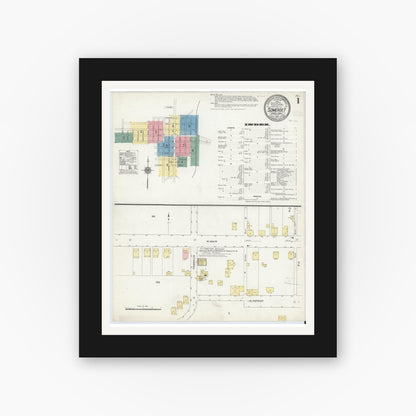 Old map wall art mockup — black gallery frame with white mat — Sanborn Fire Insurance Map from Somerset, Somerset County, Pennsylvania (1910) - Complete Map Set