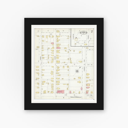 Old map wall art mockup — black gallery frame with white mat — Sanborn Fire Insurance Map from Northumberland, Northumberland County, Pennsylvania (1906), Sheet #0007