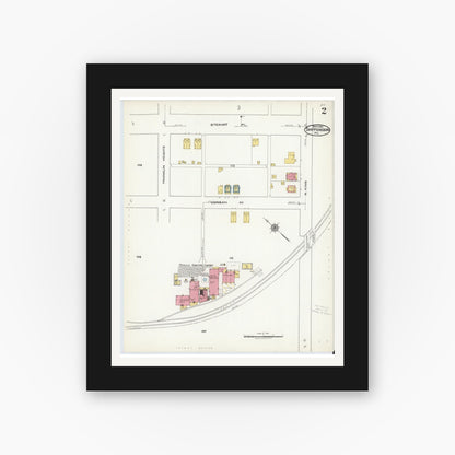 Old map wall art mockup — black gallery frame with white mat — Sanborn Fire Insurance Map from Shippensburg, Cumberland And Franklin Counties, Pennsylvania (1921), Sheet #0002