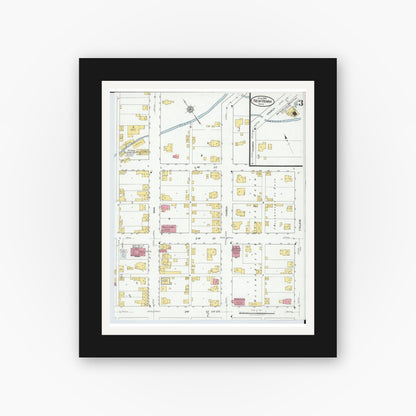 Old map wall art mockup — black gallery frame with white mat — Sanborn Fire Insurance Map from New Vienna, Clinton County, Ohio (1919), Sheet #0003