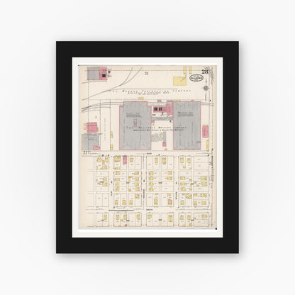 Old map wall art mockup — black gallery frame with white mat — Sanborn Fire Insurance Map from Alliance, Stark County, Ohio (1921), Sheet #0028