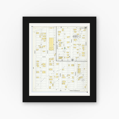 Old map wall art mockup — black gallery frame with white mat — Sanborn Fire Insurance Map from Red Jacket, Houghton County, Michigan (1900), Sheet #0010