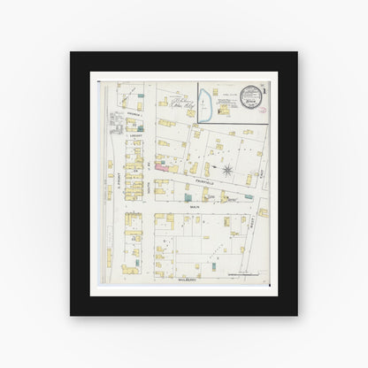 Old map wall art mockup — black gallery frame with white mat — Sanborn Fire Insurance Map from Xenia, Clay County, Illinois (1894) - Complete Map Set