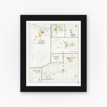 Old map wall art mockup — black gallery frame with white mat — Sanborn Fire Insurance Map from Crandon, Forest County, Wisconsin (1904), Sheet #0002