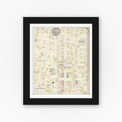 Old map wall art mockup — black gallery frame with white mat — Sanborn Fire Insurance Map from Zionsville, Boone County, Indiana (1910) - Complete Map Set