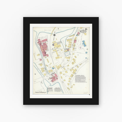 Old map wall art mockup — black gallery frame with white mat — Sanborn Fire Insurance Map from Bellefonte, Centre County, Pennsylvania (1911), Sheet #0015