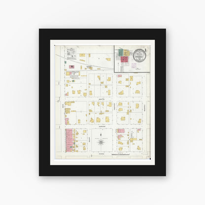 Old map wall art mockup — black gallery frame with white mat — Sanborn Fire Insurance Map from Blandinsville, Mcdonough County, Illinois (1906) - Complete Map Set