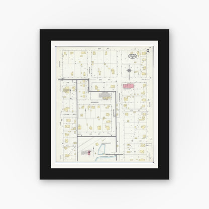 Old map wall art mockup — black gallery frame with white mat — Sanborn Fire Insurance Map from Holden, Johnson County, Missouri (1914), Sheet #0005