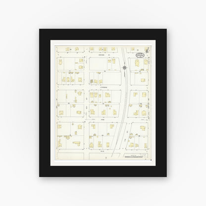 Old map wall art mockup — black gallery frame with white mat — Sanborn Fire Insurance Map from Orange, Orange County, Texas (1914), Sheet #0004