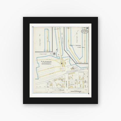 Old map wall art mockup — black gallery frame with white mat — Sanborn Fire Insurance Map from Ashland, Ashland County, Wisconsin (1890), Sheet #0008