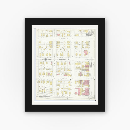 Old map wall art mockup — black gallery frame with white mat — Sanborn Fire Insurance Map from Wellston, Jackson County, Ohio (1911), Sheet #0004