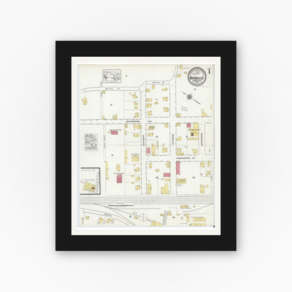 Old map wall art mockup — black gallery frame with white mat — Sanborn Fire Insurance Map from New Gallilee, Beaver County, Pennsylvania (1921) - Complete Map Set