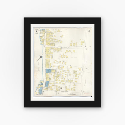 Old map wall art mockup — black gallery frame with white mat — Sanborn Fire Insurance Map from Lahaina, Maui County, Hawaii (1950), Sheet #0002