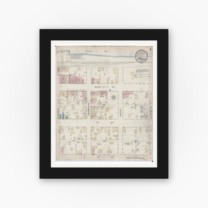 Old map wall art mockup — black gallery frame with white mat — Sanborn Fire Insurance Map from Wabasha, Wabasha County, Minnesota (1885) - Complete Map Set