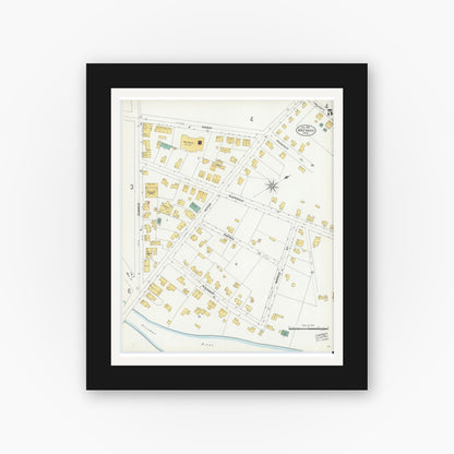 Old map wall art mockup — black gallery frame with white mat — Sanborn Fire Insurance Map from Maynard, Middlesex County, Massachusetts (1904), Sheet #0005