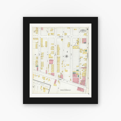 Old map wall art mockup — black gallery frame with white mat — Sanborn Fire Insurance Map from Duquesne, Allegheny County, Pennsylvania (1901), Sheet #0004